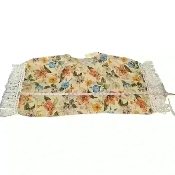 Sheer shaw blouse by J Group Made in Italy Yellow Floral OS - Picture 5 of 10